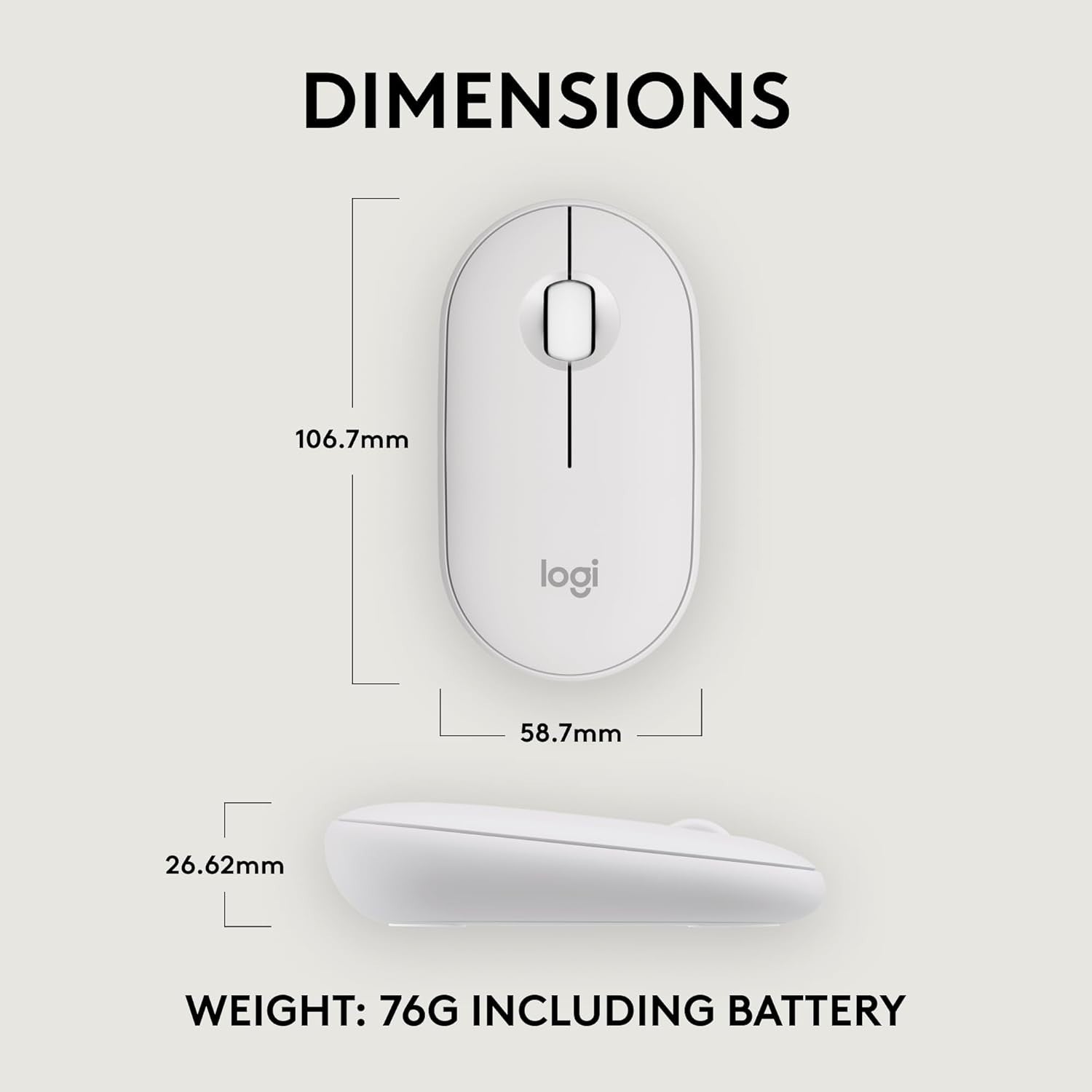 White Bluetooth Wireless Mouse Silent Click Ultra Slim Lightweight Office Travel