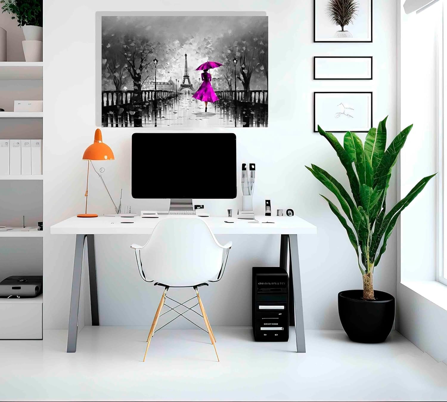 Black White Paris Rain Canvas Wall Art 76x50cm Modern Abstract Decor