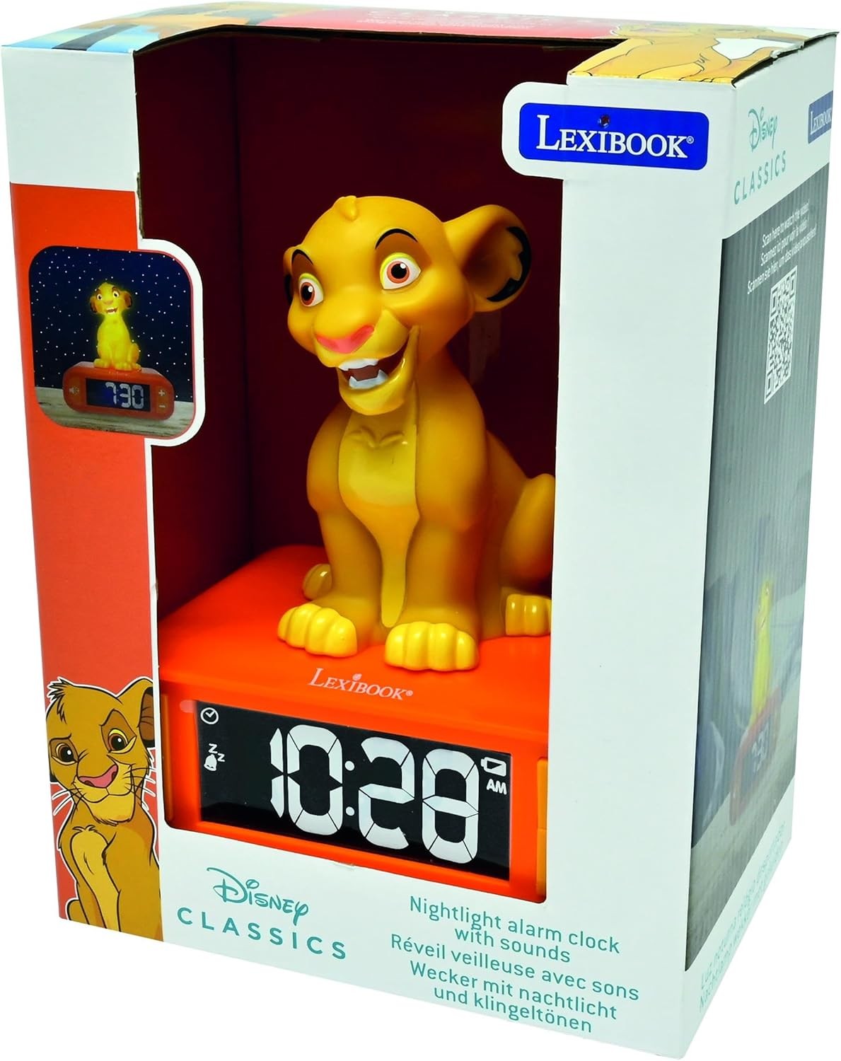 Kids Alarm Clock Night Light LED Display Snooze Sounds Cute Bedroom