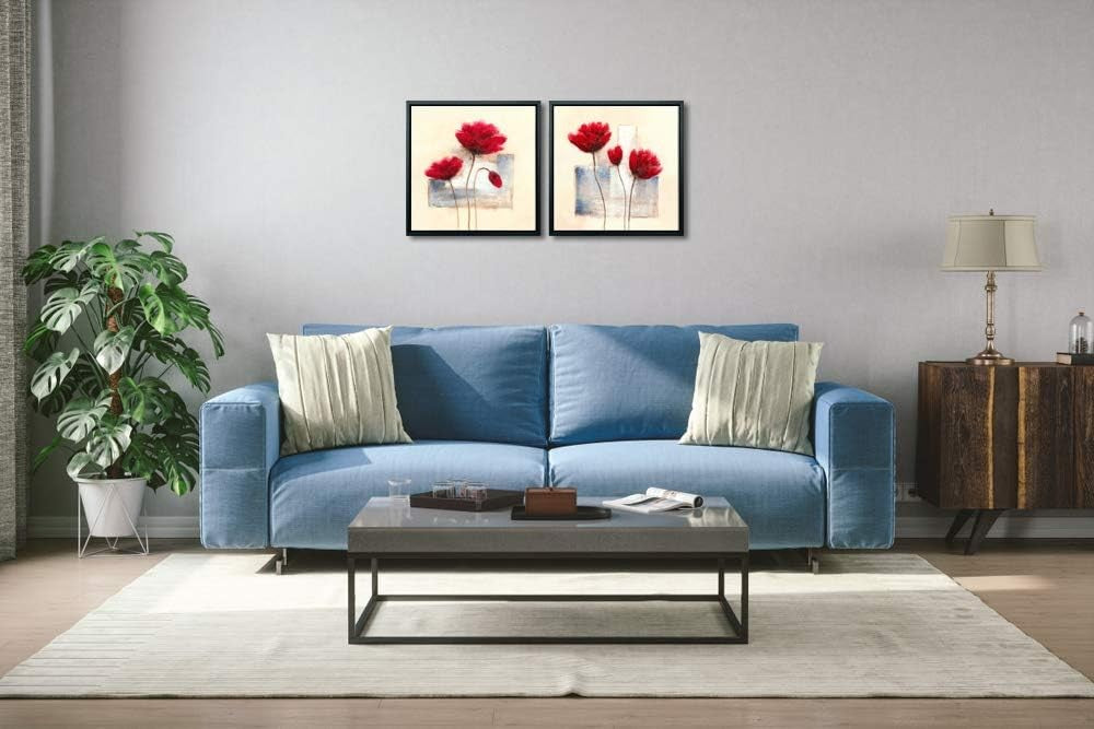 2‑Panel Abstract Floral Canvas Wall Art 12×12 in Each Modern Decor Wall Art