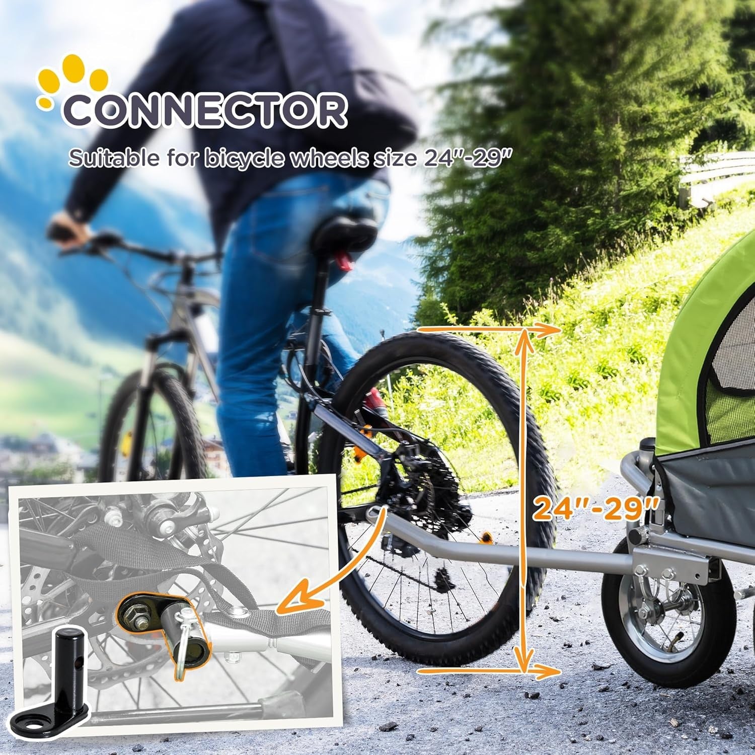 Pet Bicycle Trailer Carrier 3 Wheel Push Pull Water Resistant Dog Pram