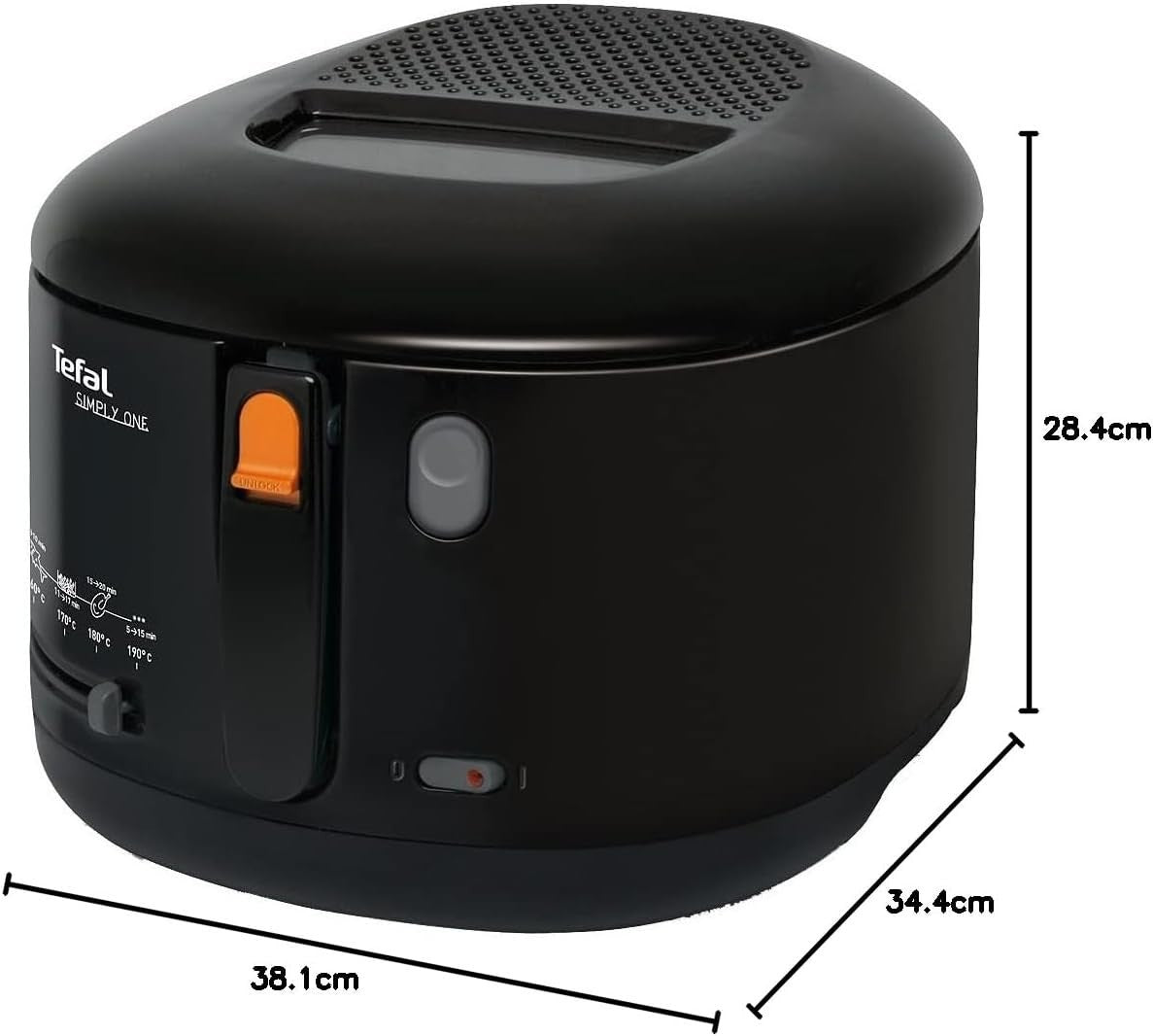 Electric Deep Fryer 2.1L 1900W Compact Countertop Easy Clean Black