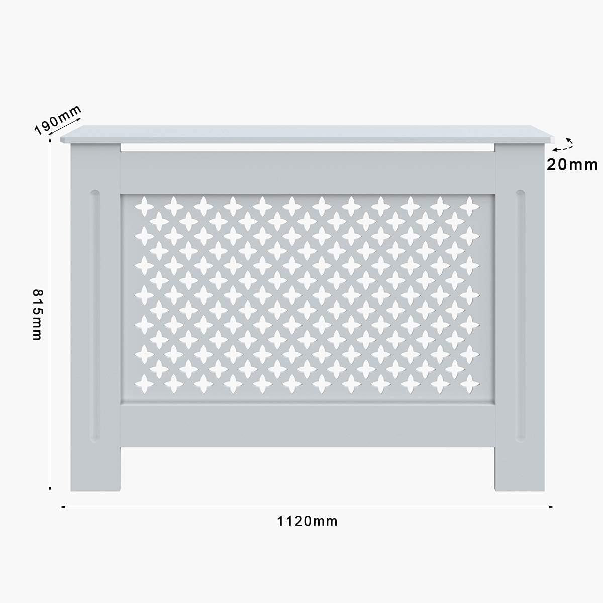White Radiator Cover Cabinet Extra Large MDF Cross Slat Modern Unit, Medium