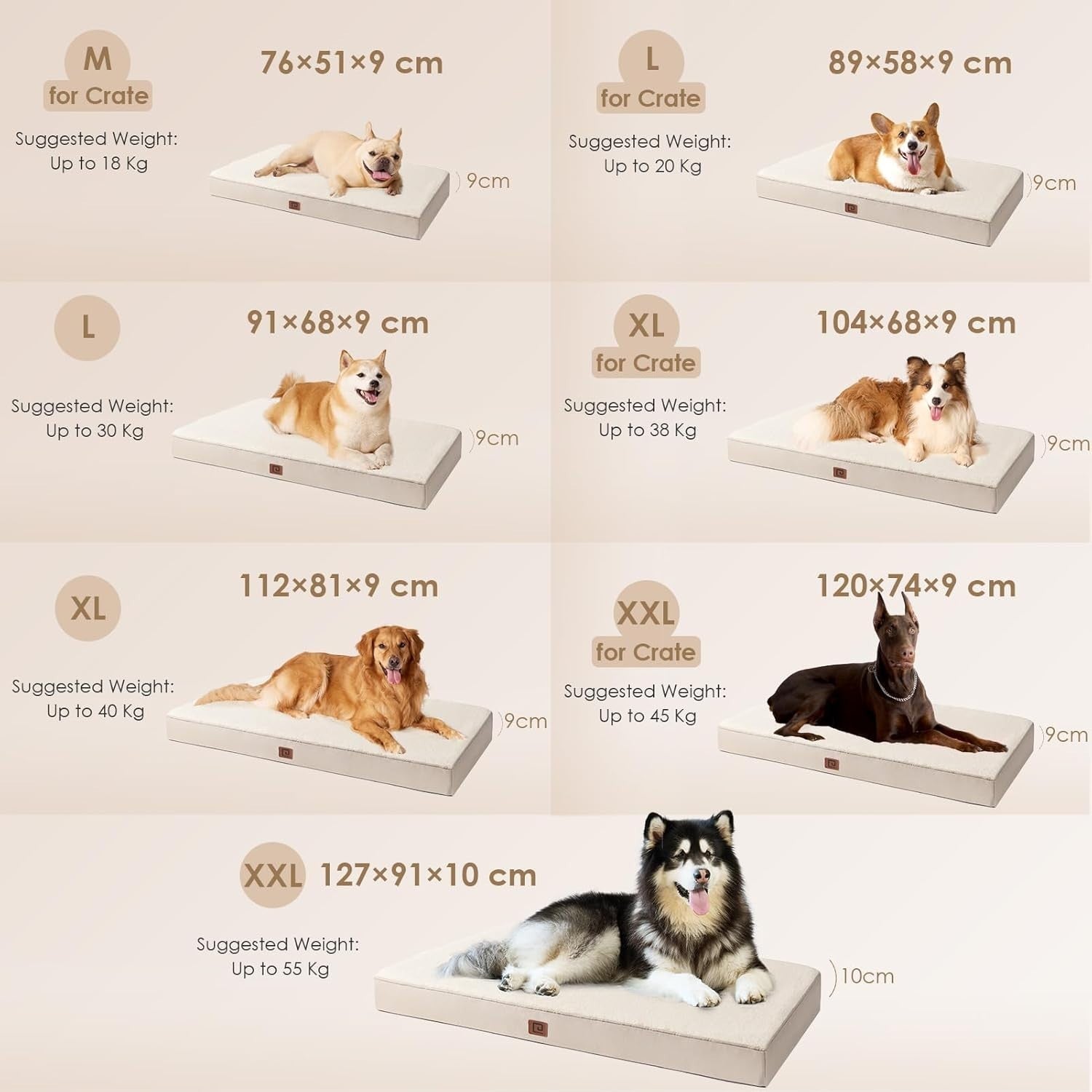 Orthopedic XXL Dog Bed 127x91x10cm Washable Cover Non Slip Camel