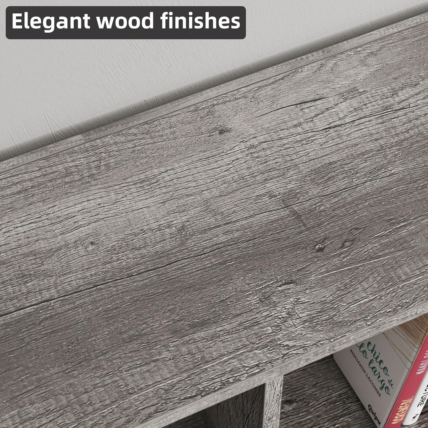 8 Cube Modern Bookcase with Legs Grey Oak Wooden Storage Shelf 120cm