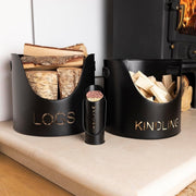 Wood Buckets & Matchstick Holder Fireside Set – Durable Metal, Modern Style