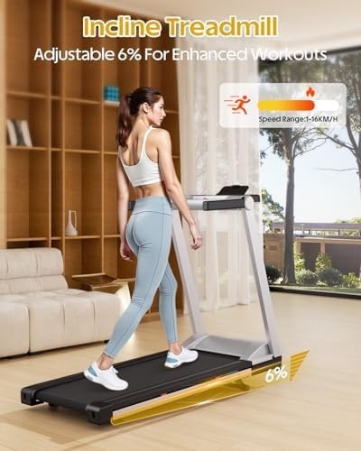 Foldable Treadmill 112x42cm 159kg Heavy Duty 16km/h 6% Incline Running Machine