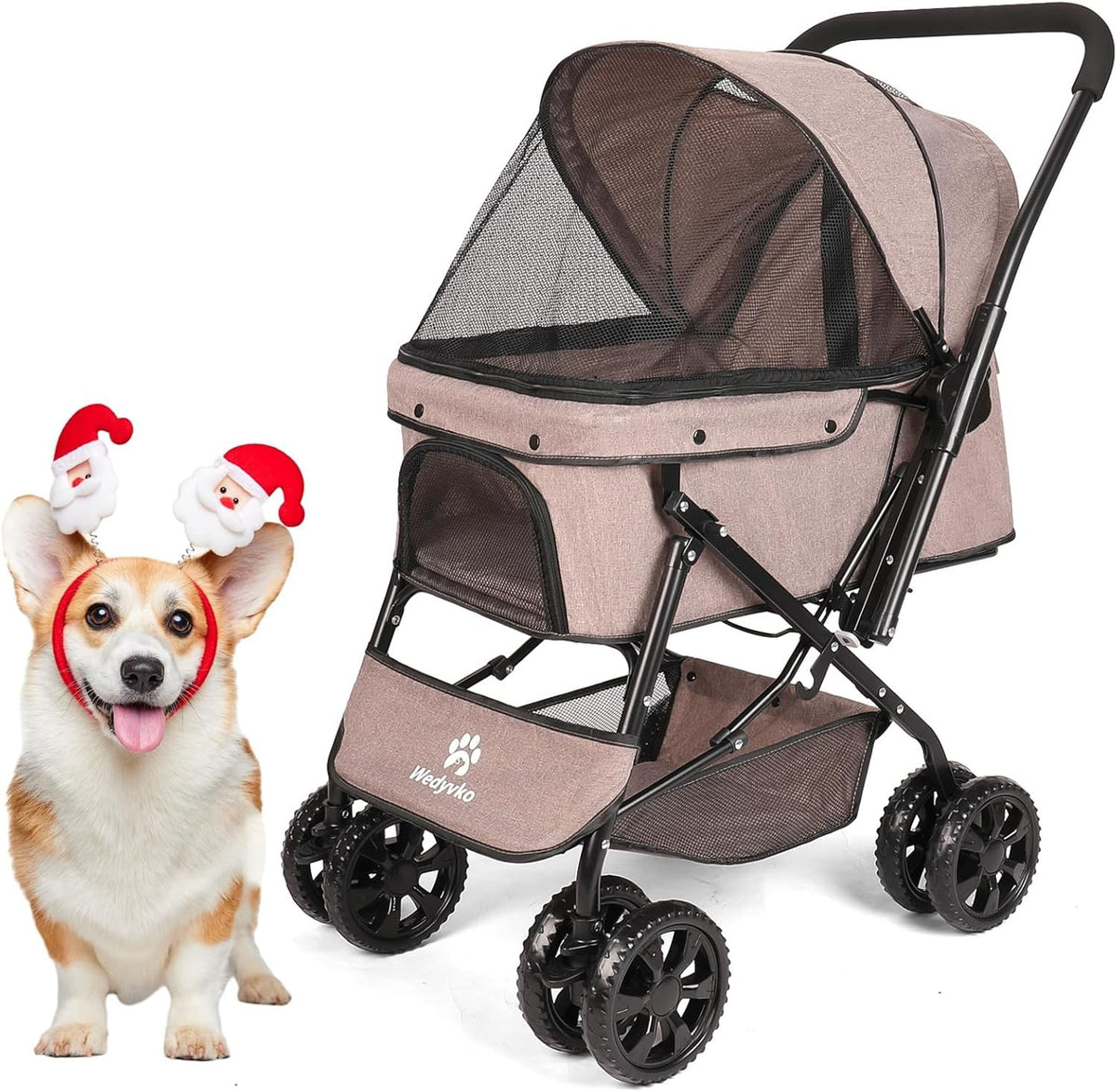 Pet Stroller for Medium Dogs up to 20kg Foldable 4 Wheel Dog Cat