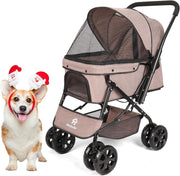 Pet Stroller for Medium Dogs up to 20kg Foldable 4 Wheel Dog Cat