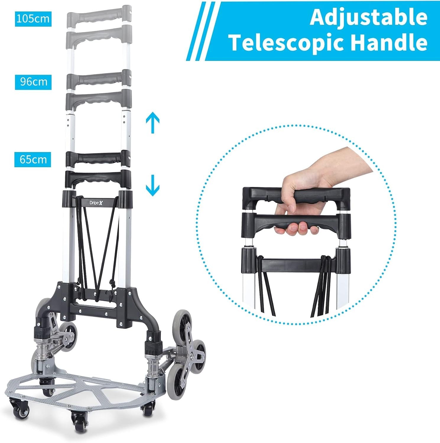 Folding Hand Truck Stair Climbing 10 Wheel Lightweight Aluminium Dolly Cart
