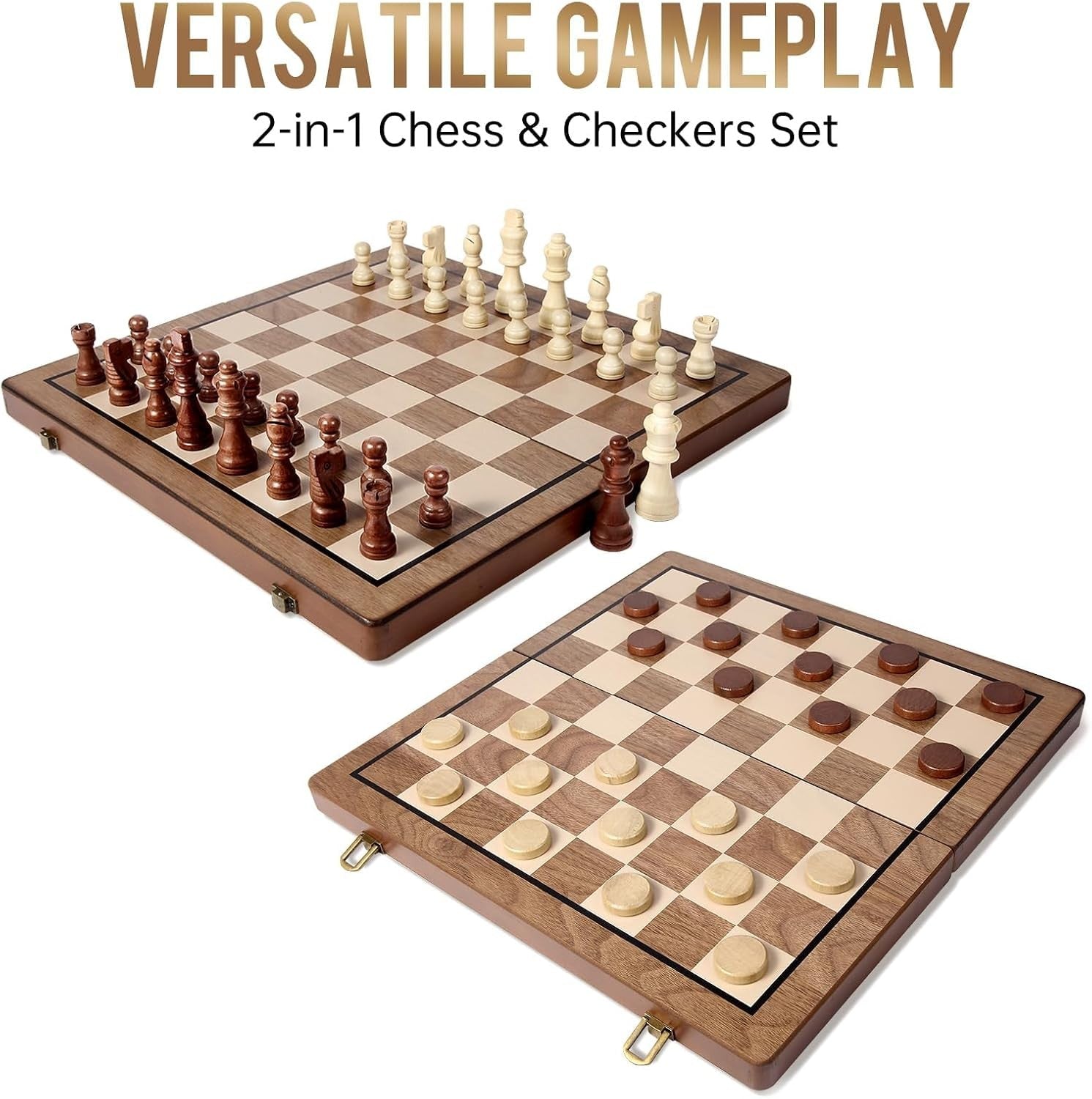 11.5" Magnetic Wooden Chess Set Folding Travel Board Compact Game Set