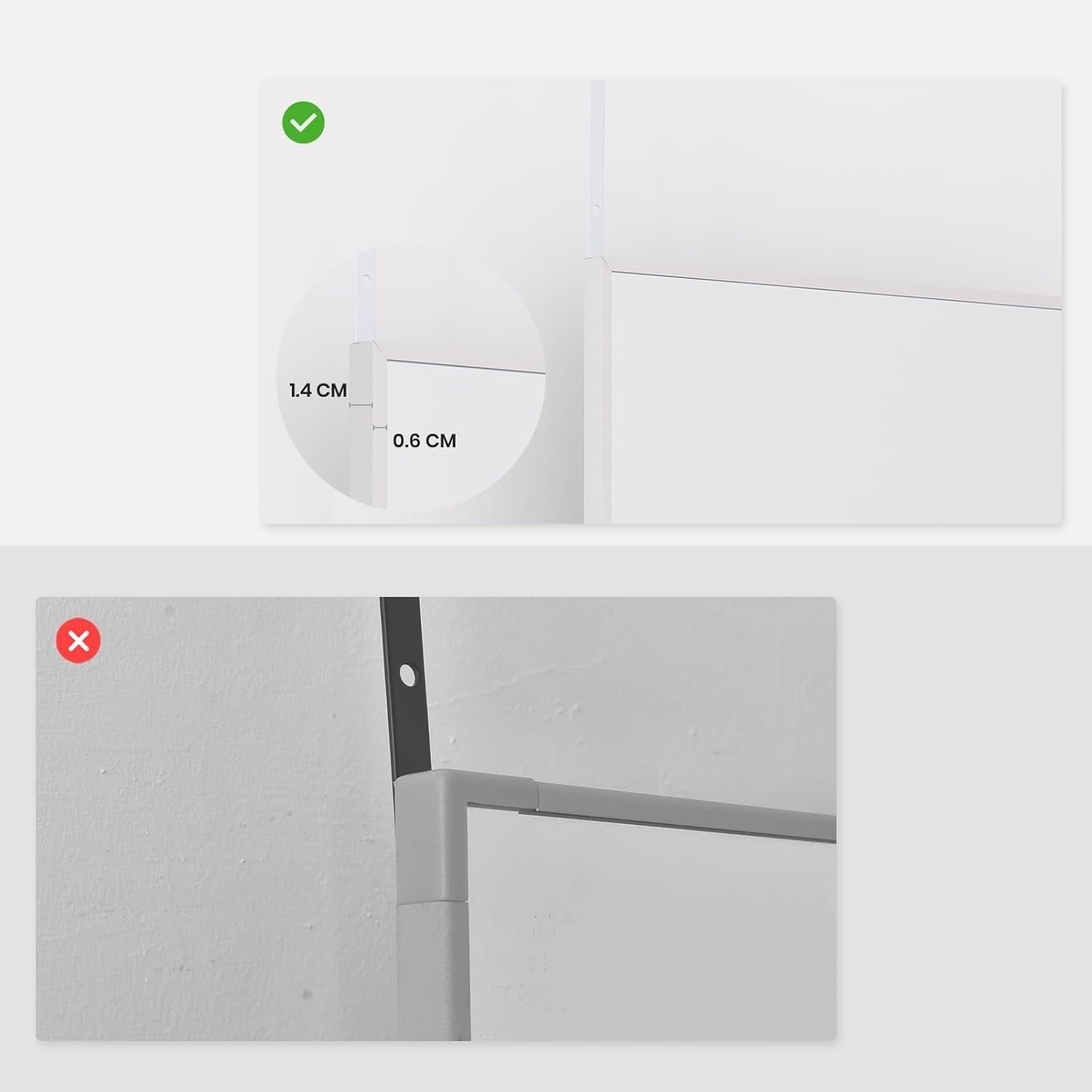 Full Length Over Door Mirror 122x35cm White Aluminum Frame