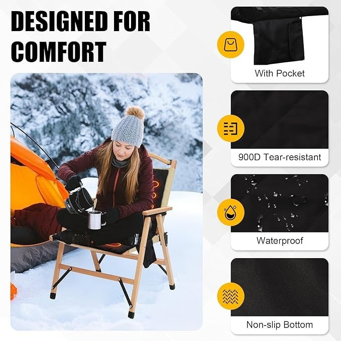 Portable Heated Seat Pad USB Powered 3 Heat Levels Foldable Outdoor Cushion