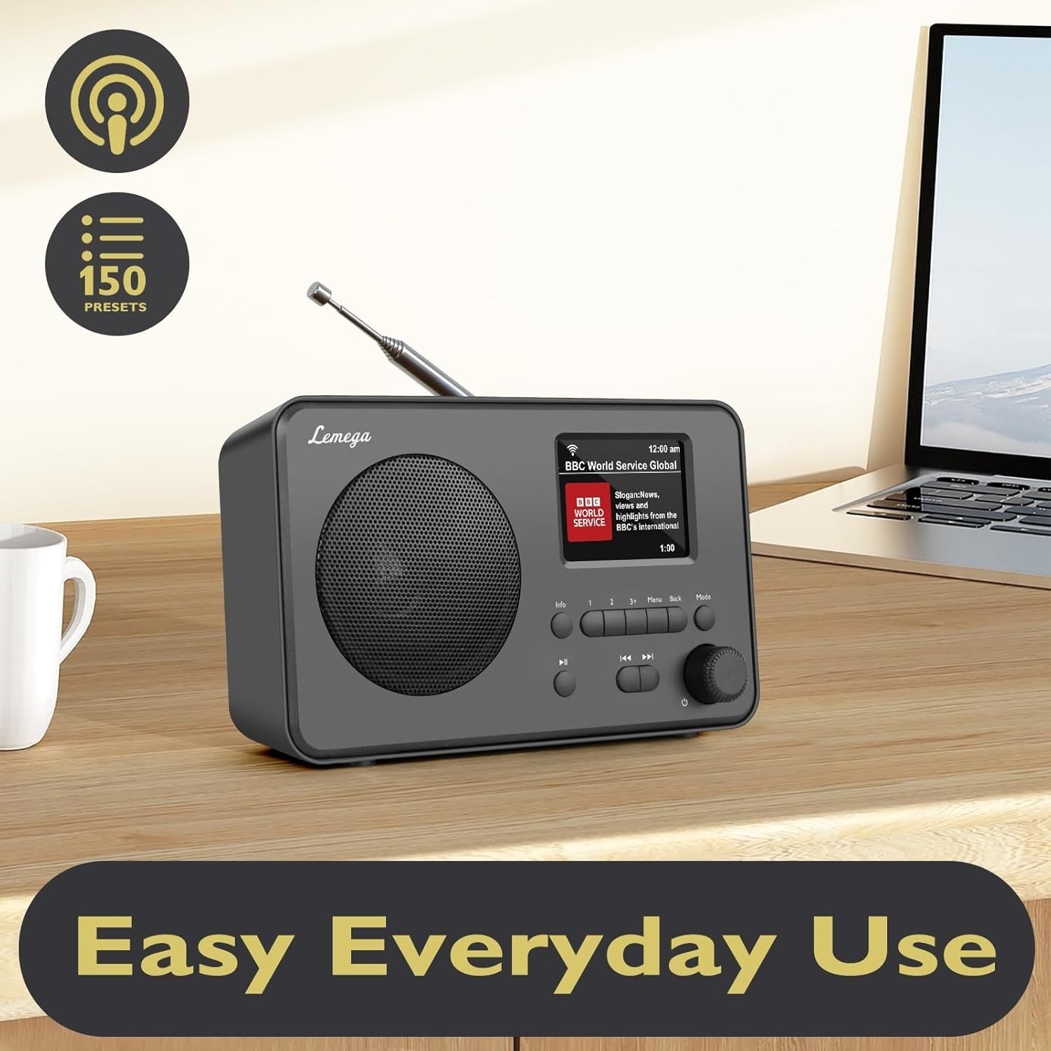 Internet Radio DAB+ FM Bluetooth 150 Presets Alarm Clock