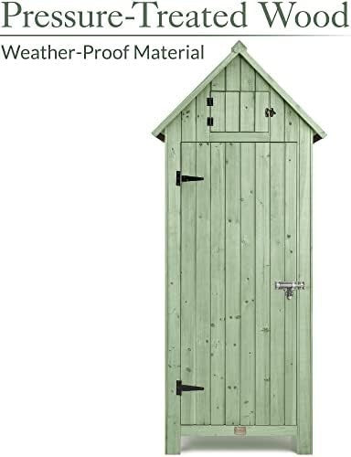 Tall Slim Wooden Garden Storage Shed 6ft Outdoor Utility Cabinet with Shelves