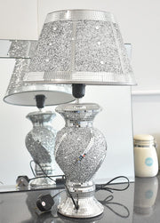 Silver Crushed Diamond Table Lamp Glitter Crystal Shade Luxury Home Decor