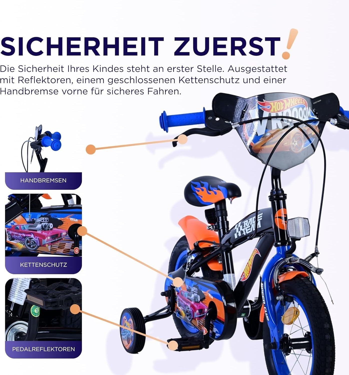12 Inch Kids Bike Training Wheels Hand Brakes Bicycle Age 3-4 Years
