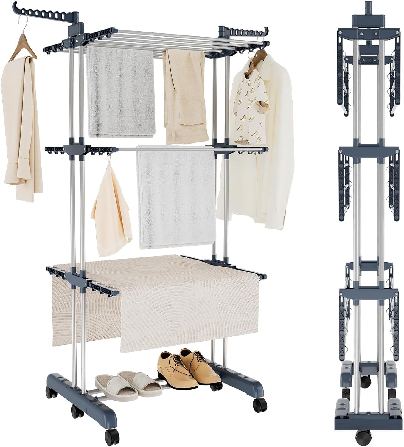 4-Tier Clothes Drying Rack, Clothes Indoor Folding 18M Drying Space Large