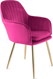 Fuchsia Velvet Tub Chair Gold Chrome Legs Accent Armchair