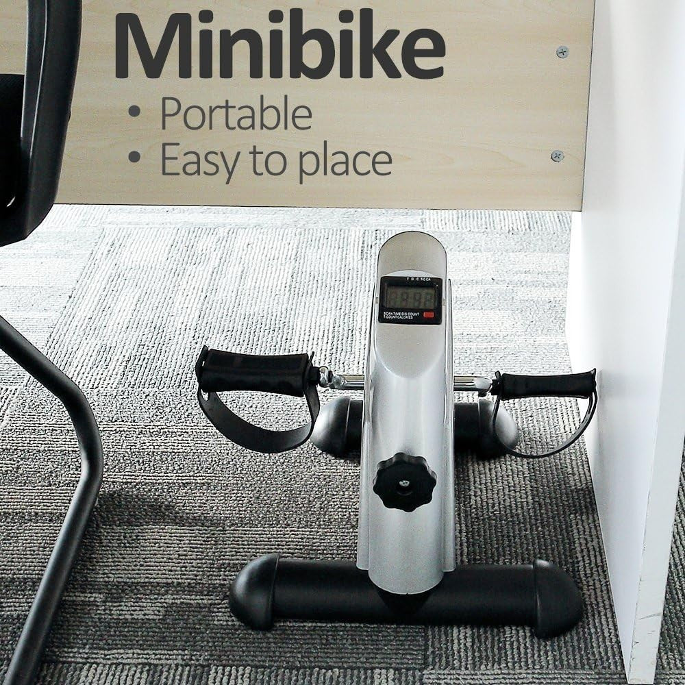 Mini Exercise Bike Pedal Exerciser for Legs & Arms LCD Portable