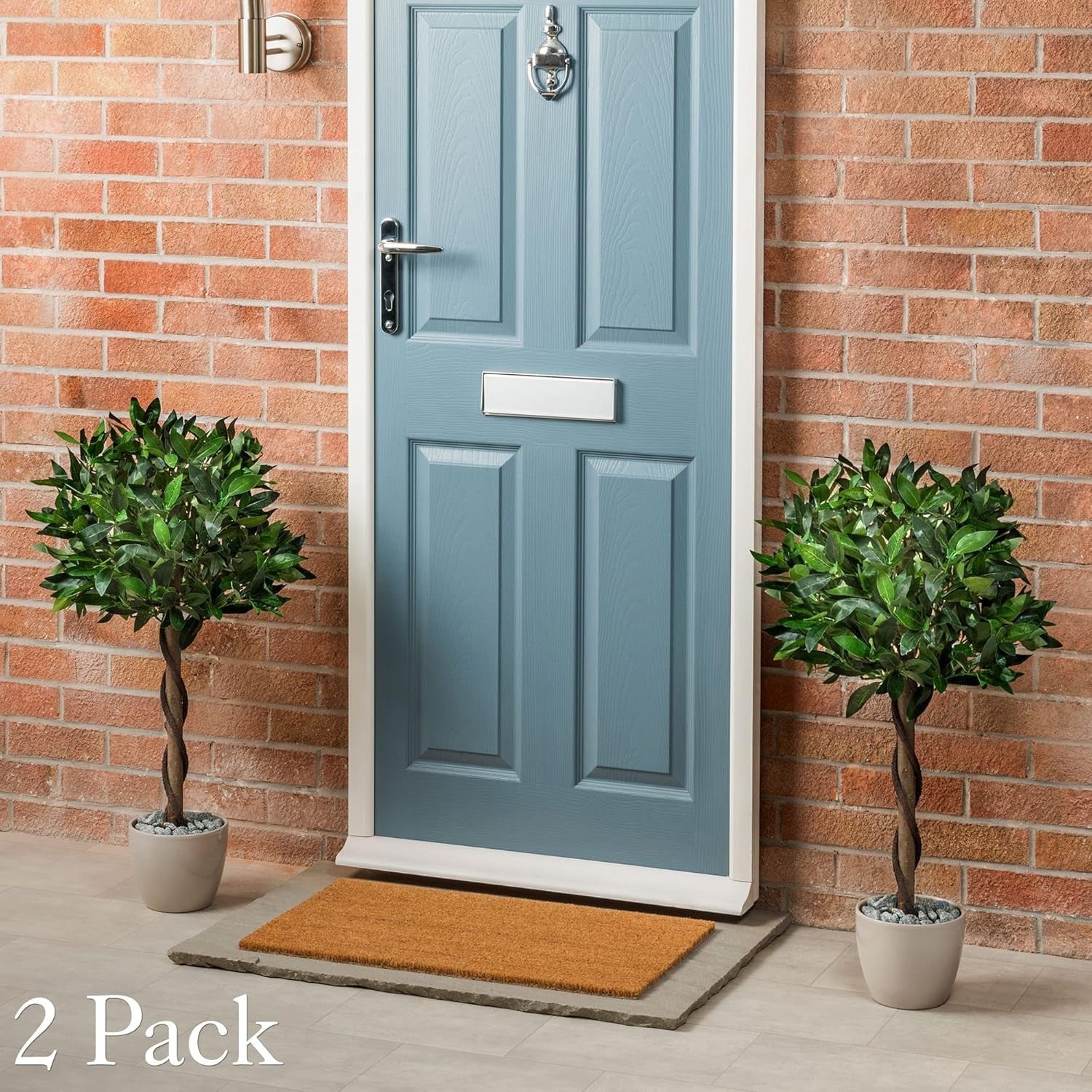 90cm Artificial Bay Tree 2-Pack Twisted Trunk Topiary Indoor Outdoor Home Decor