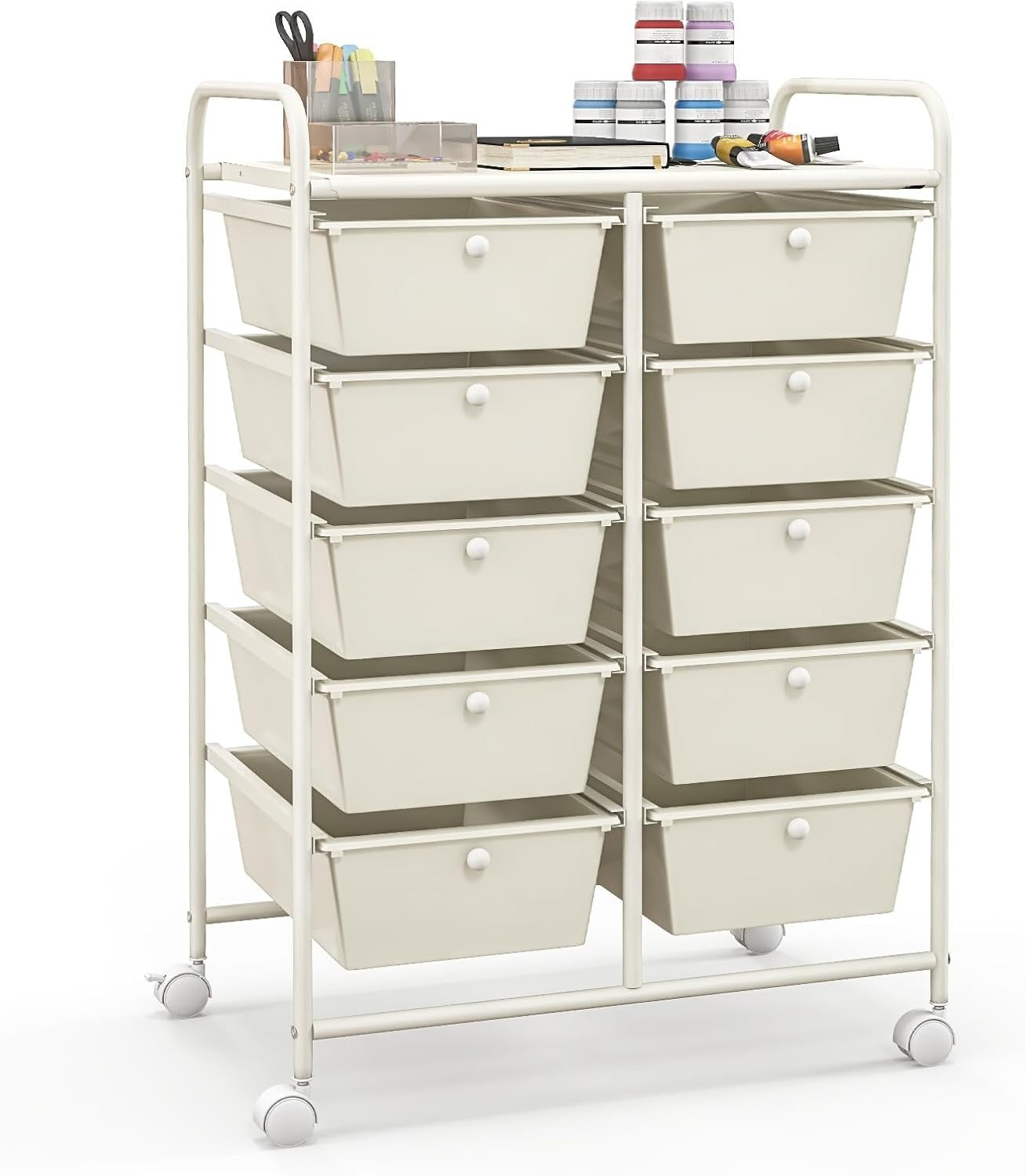 10 Drawer Rolling Storage Cart Utility Organizer Trolley w/ Lock Wheels