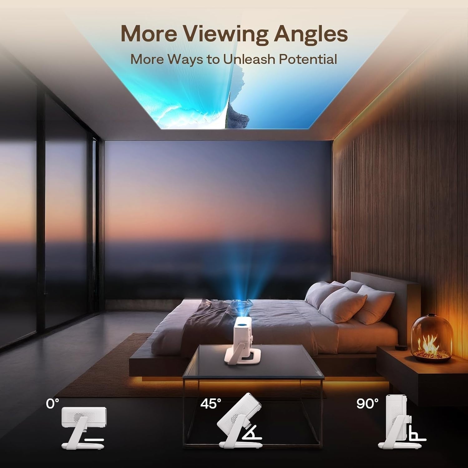 Smart 1080P Projector Google TV Dolby Audio Auto Focus 4K HDR