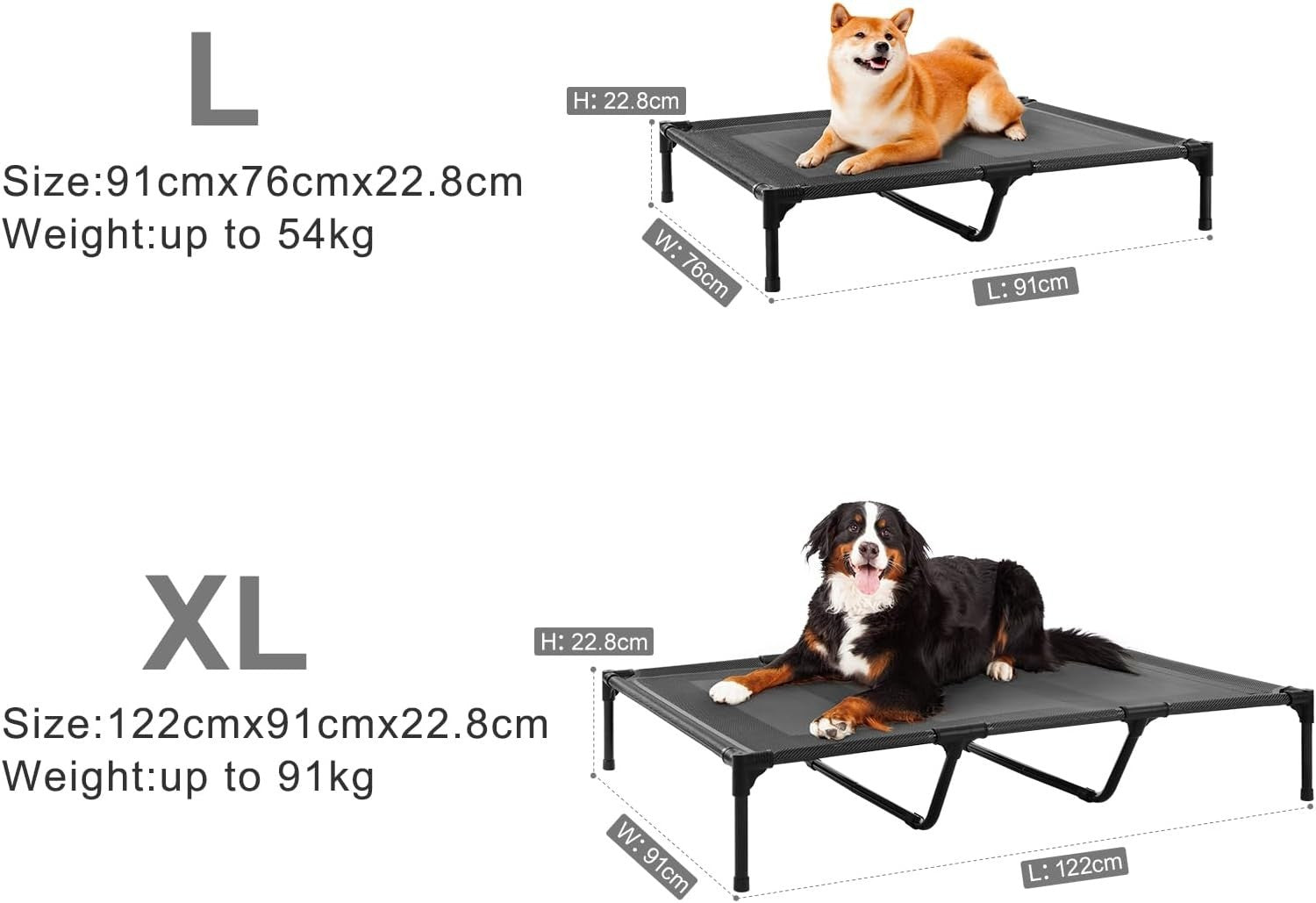 XXL Elevated Dog Bed 121x91x22cm Outdoor Cooling Cot