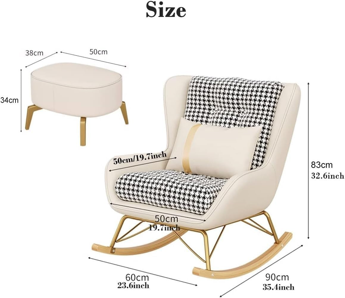 Ergonomic Rocking Recliner Chair & Ottoman Set | Mid-Century Living Room Seat