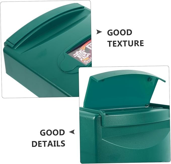 Lockable Wall Mount Mailbox Weatherproof ABS Secure Post Box Green 28.5x21.5x8cm