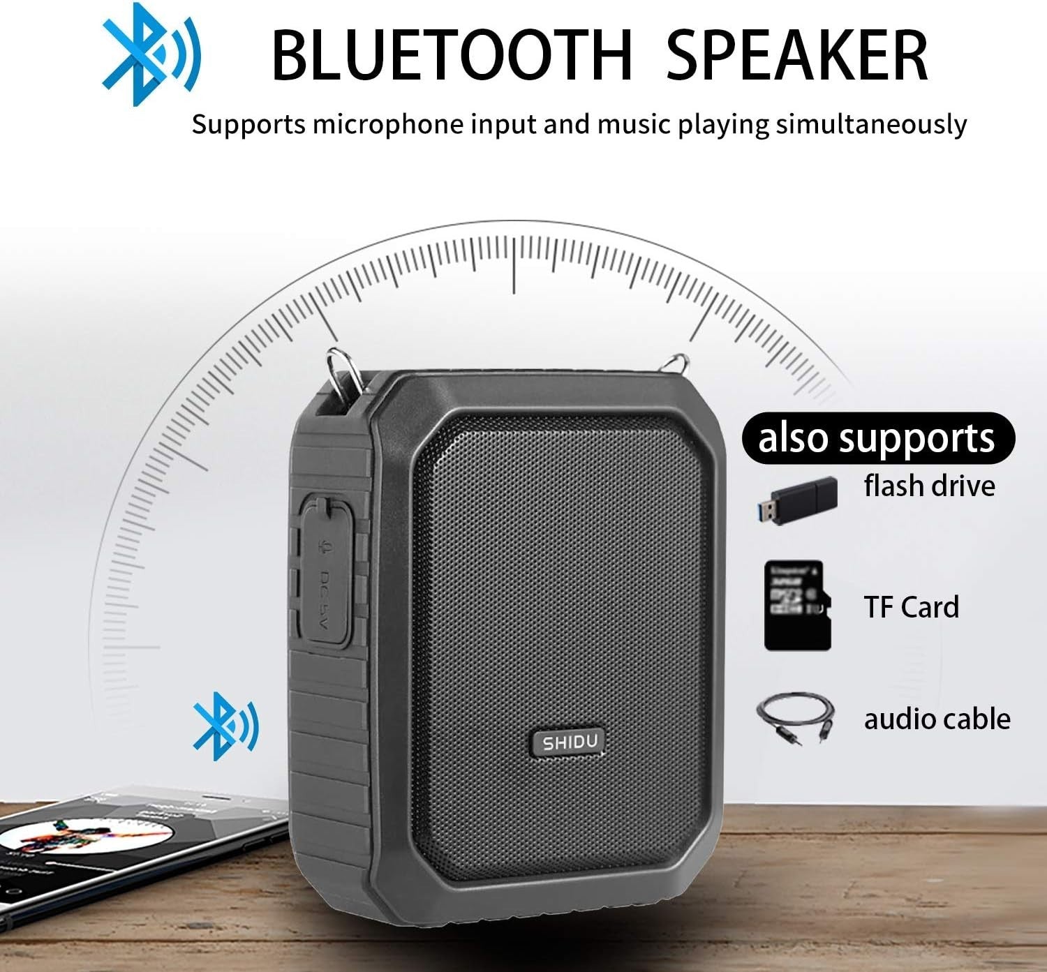 18W Portable Voice Amplifier Bluetooth Waterproof PA