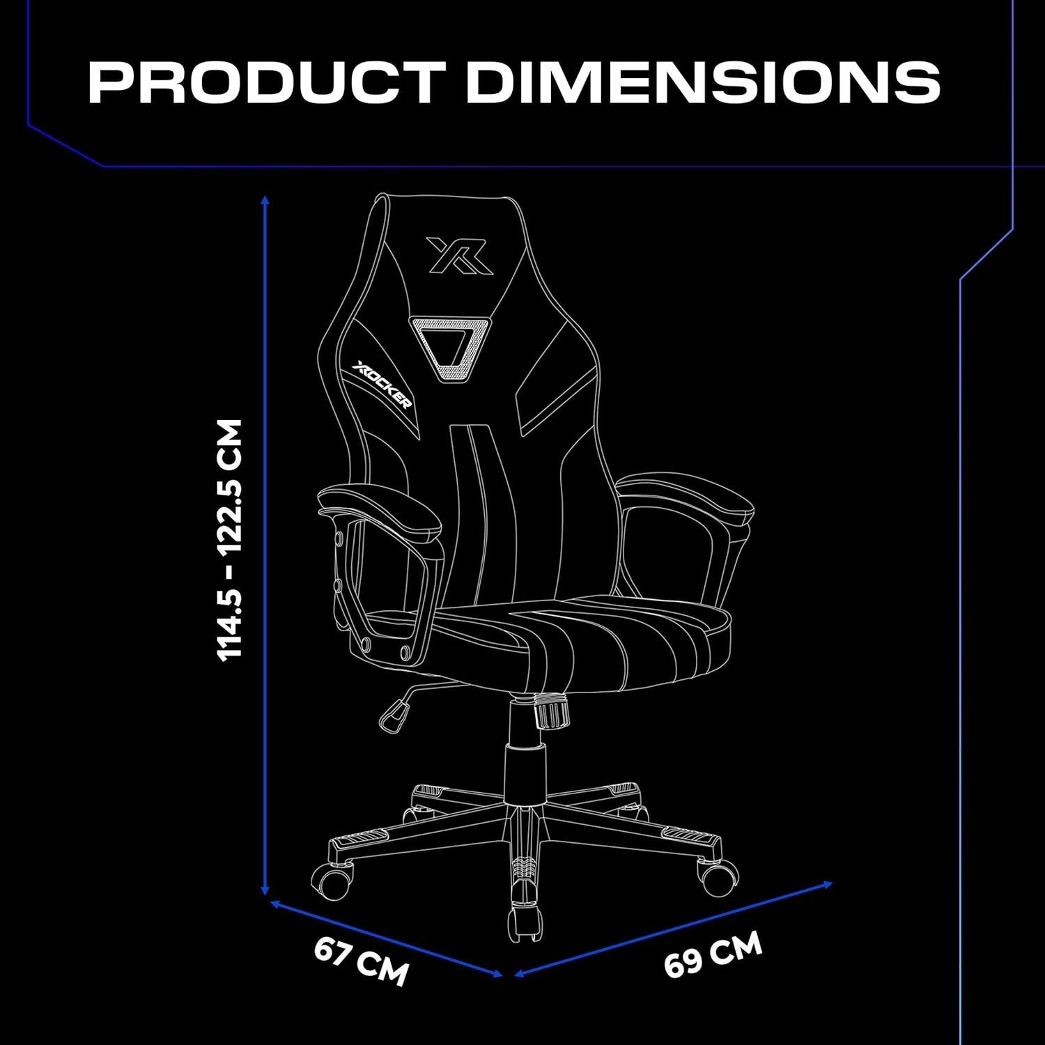 Ergonomic Gaming Chair High Back Wide Seat Blue