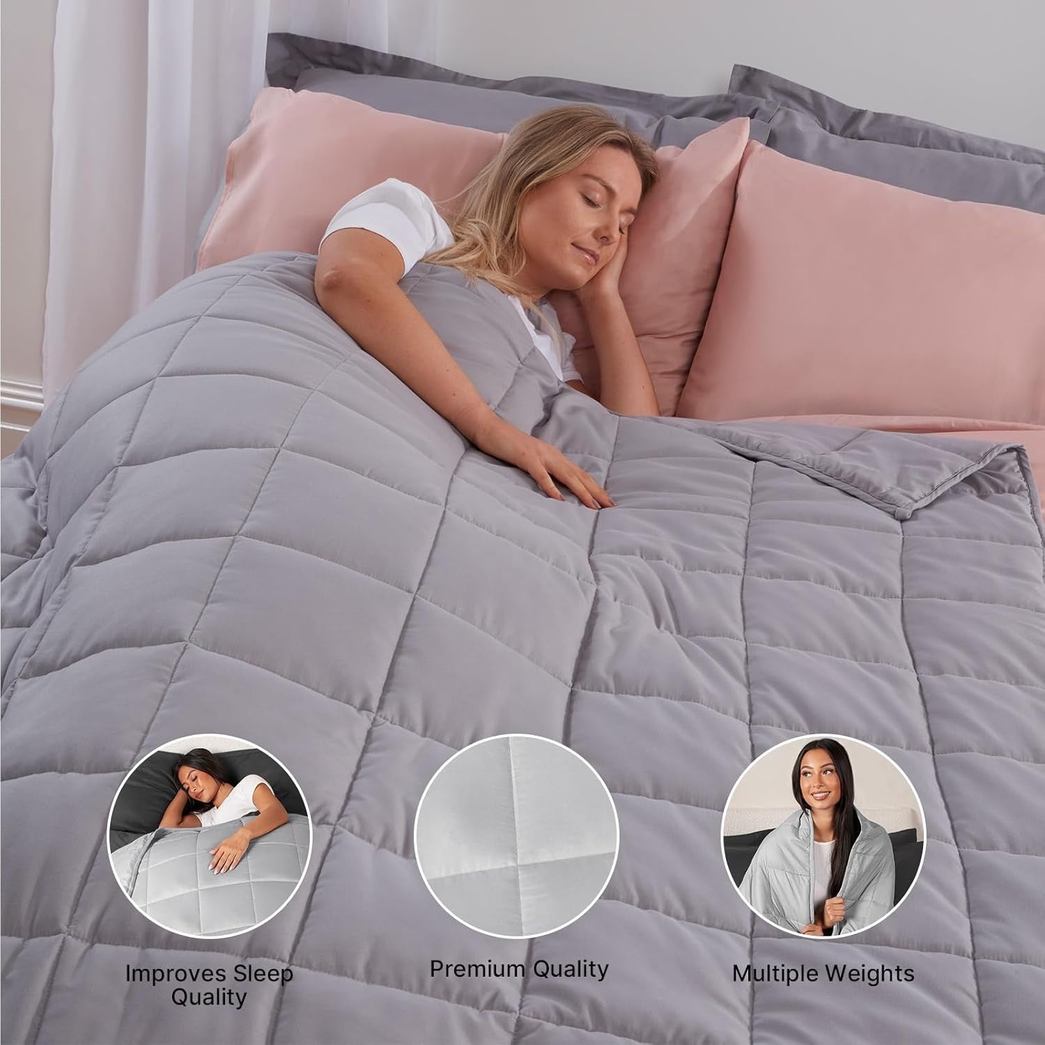 Weighted Blanket Adults Silver Grey 4kg 125x150cm Calming Sleep Aid