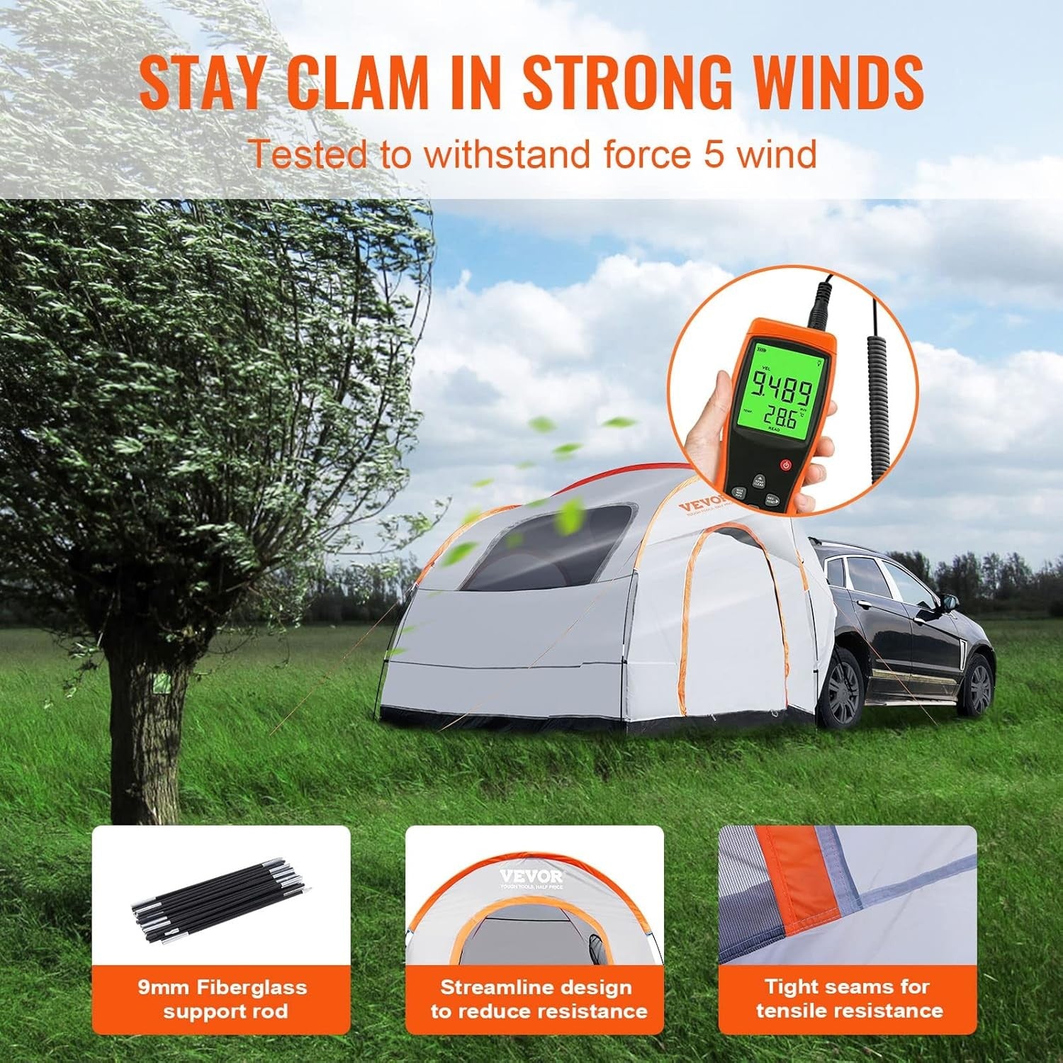 SUV Camping Tent Waterproof PU2000mm 240x240cm Awning Shelter