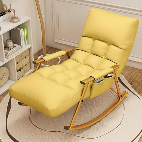 Yellow Ergonomic Reclining Rocking Chair for Adults – Comfy High Back Support