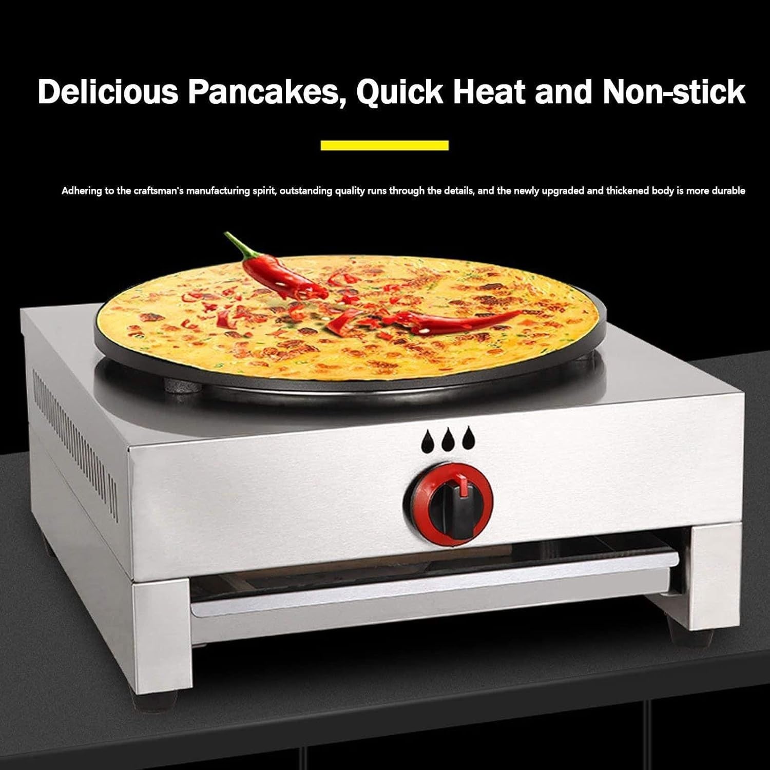 40cm Gas Crepe Maker Commercial Cast Iron Griddle with Spatula extras