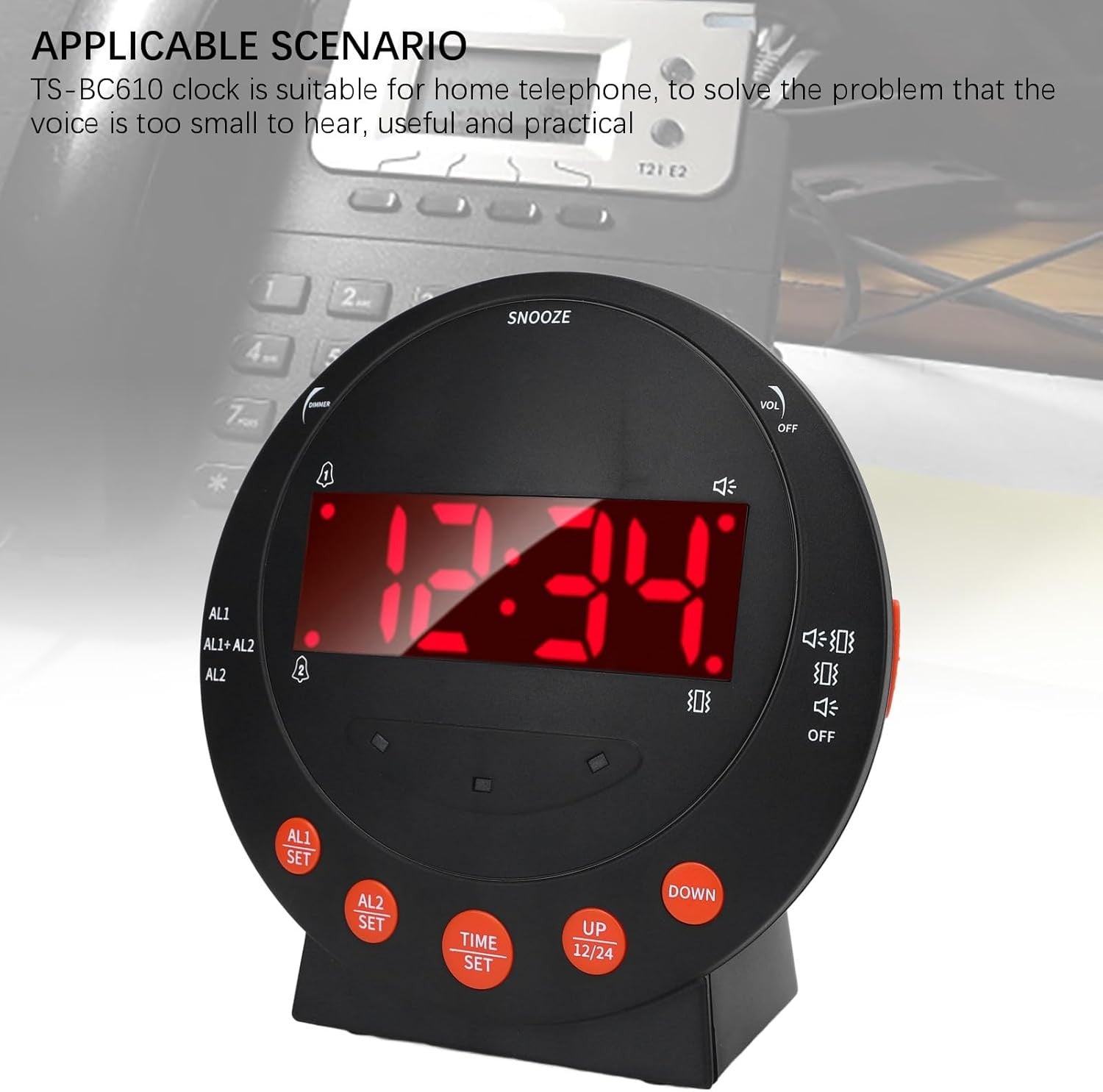 Extra Loud Alarm Clock Heavy Sleepers Bed Shaker LED Display USB Charging