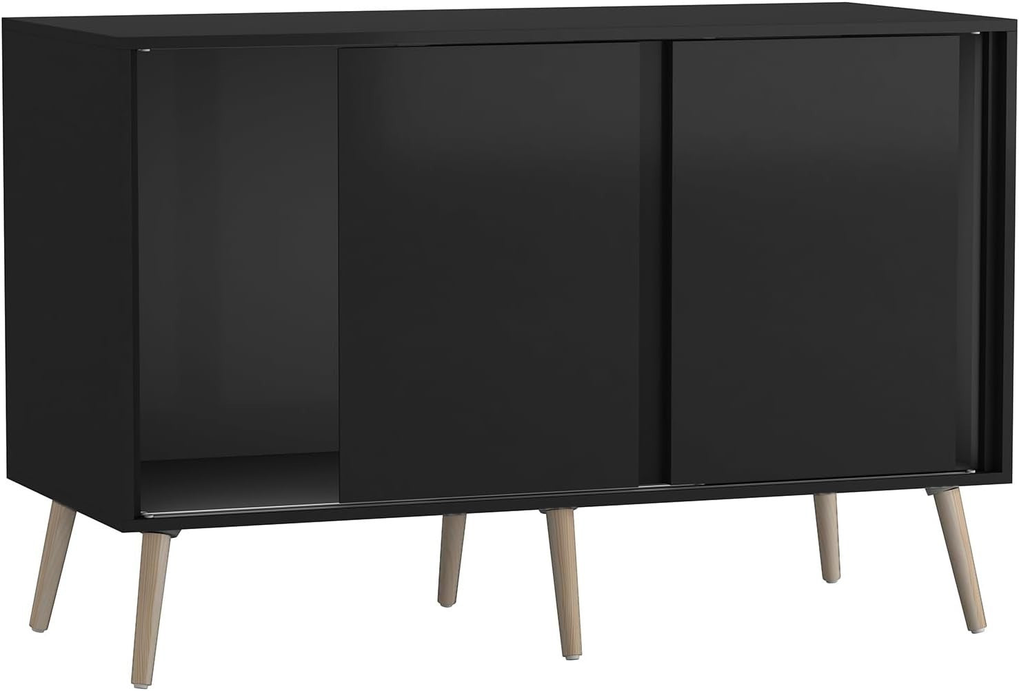 120cm Sliding Door Sideboard Cabinet with Wooden Legs for Living Room