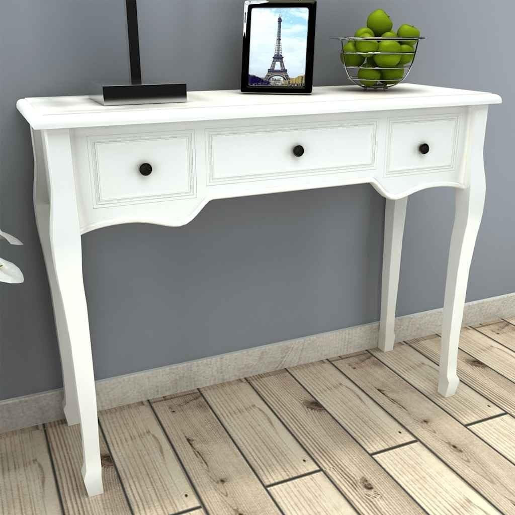 Stylish White Console Table with 3 Drawers - Compact, Durable & Easy Assembly