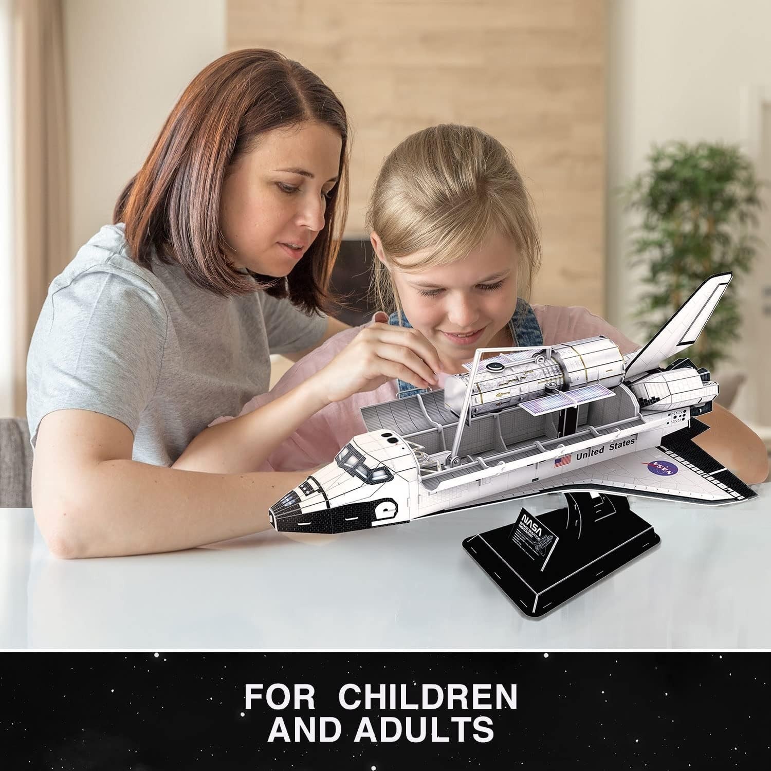 3D Space Shuttle Puzzle Model Kit - Educational, 126 Pieces, 33.5x49cm