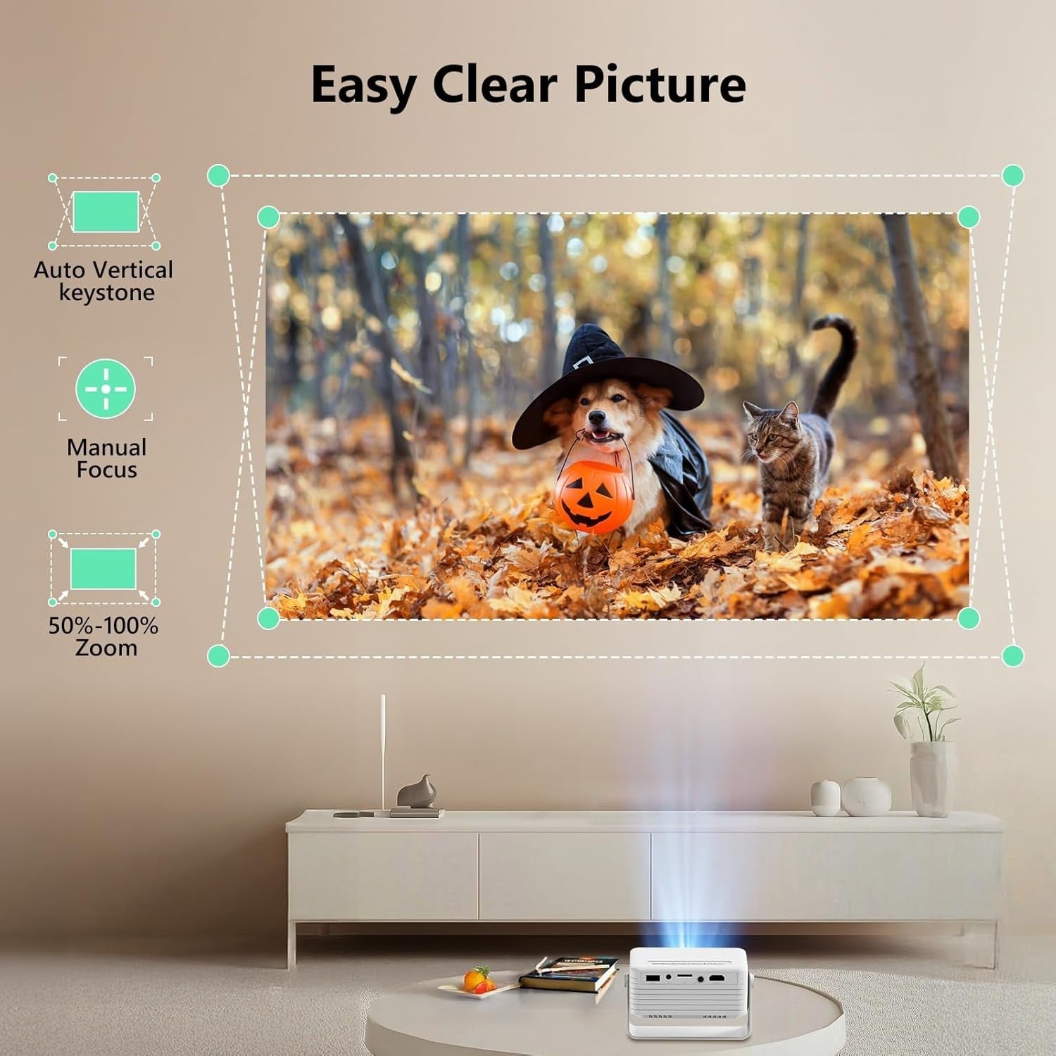 Mini 1080P Phone Projector 15000 Lumens Portable Home Cinema Pocket Size