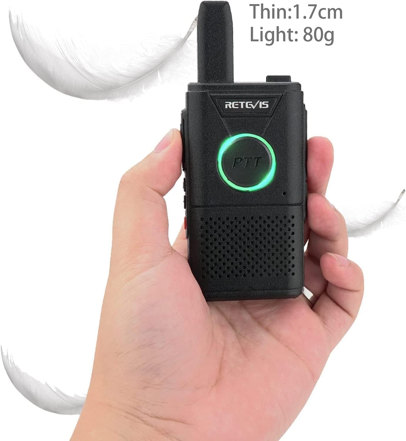 Mini PMR446 Walkie Talkies 4 Pack Long Range Dual PTT Rechargeable