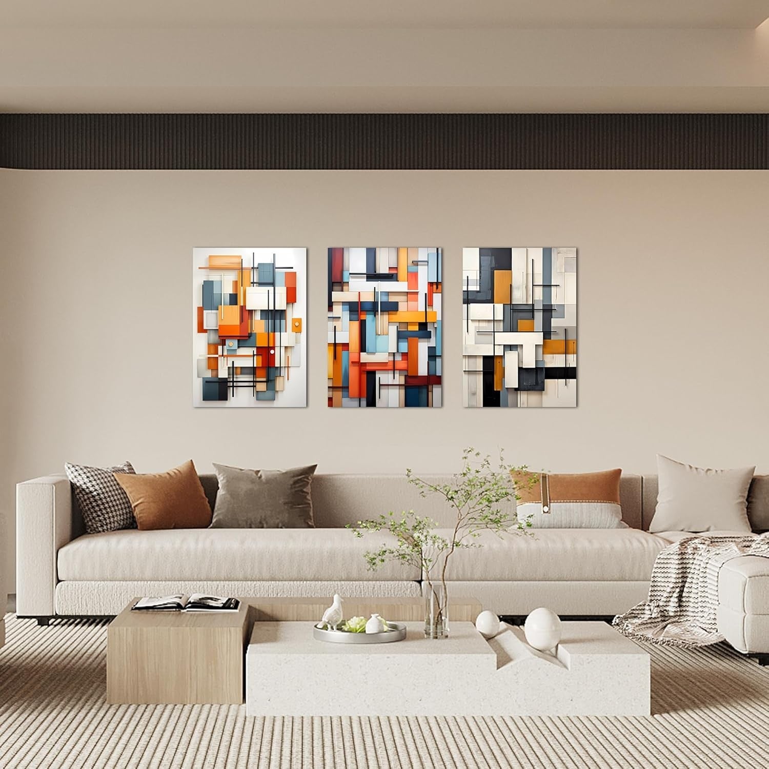 3 Panel Abstract Canvas Wall Art 60x40cm Framed Modern