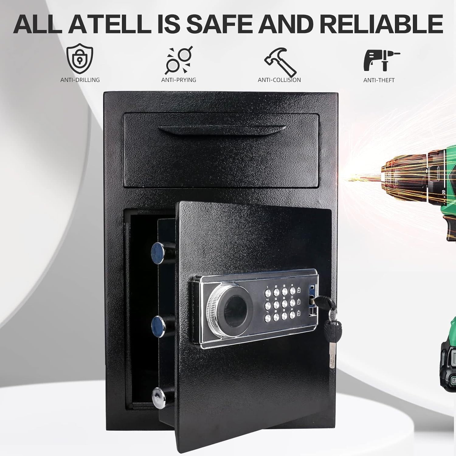 70L Depository Safe Digital Keypad Drop Slot Cash Money Box