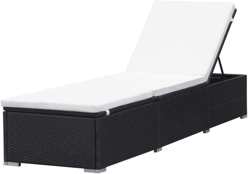 Outdoor Reclining Sun Lounger with Cream Cushion, Durable Alloy Steel Frame