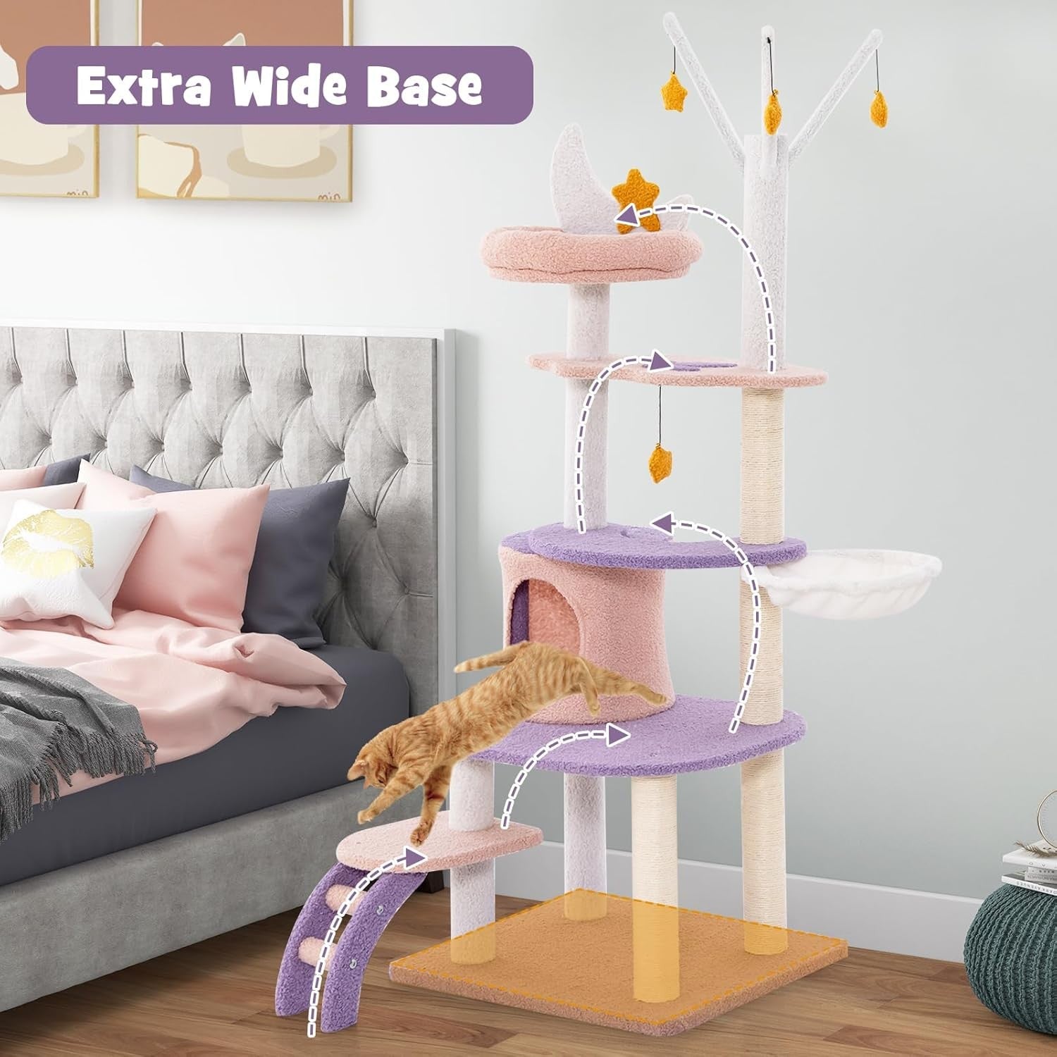 Cat Tree 160cm Multi Level Climbing Tower Condo Hammock Sisal Indoor Cats
