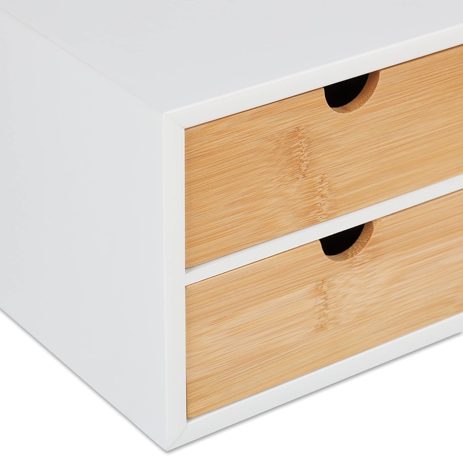 Bamboo Desk Organiser with 4 Drawers – Office Supplies Storage
