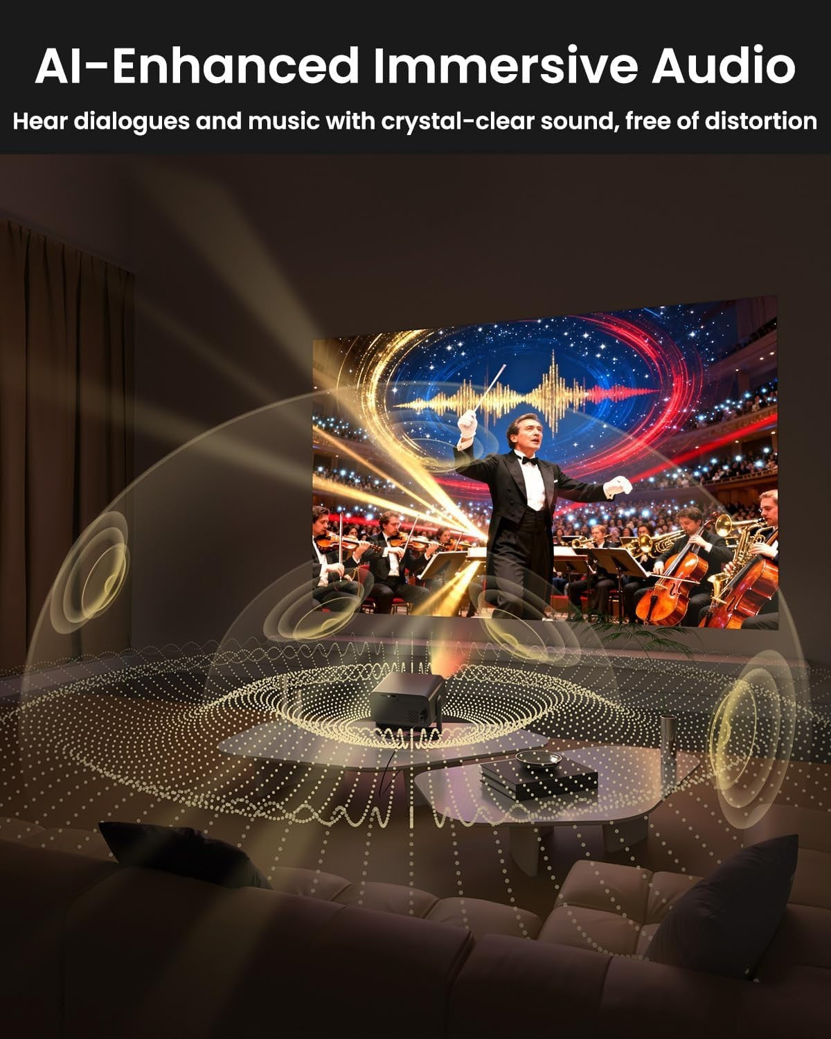 Mini 1080P Smart Projector 4K Support WiFi Bluetooth Electric Focus