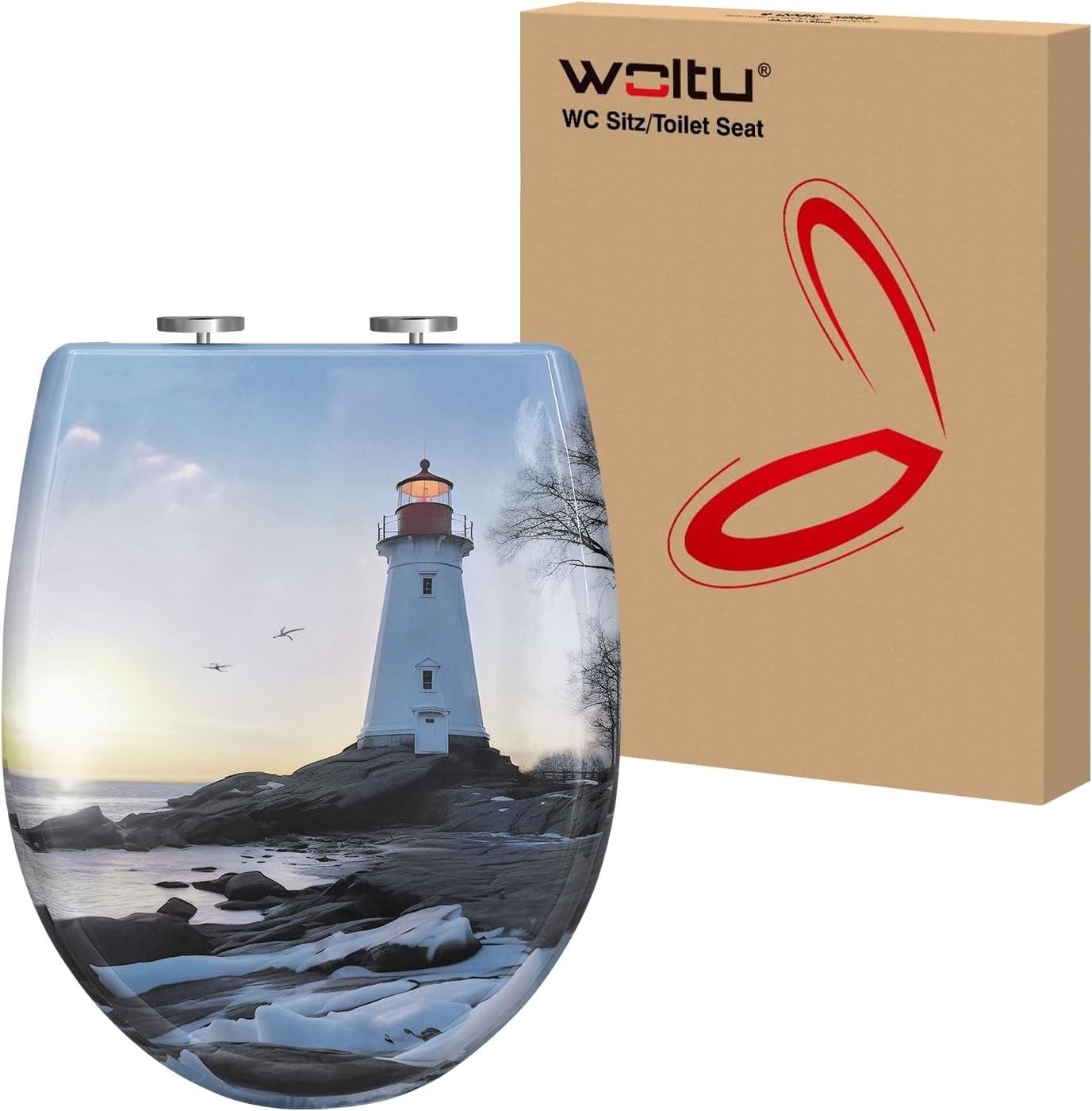 O-Shaped Toilet Seat Soft Close Quick Release Beacon Pattern Top Bottom Mount