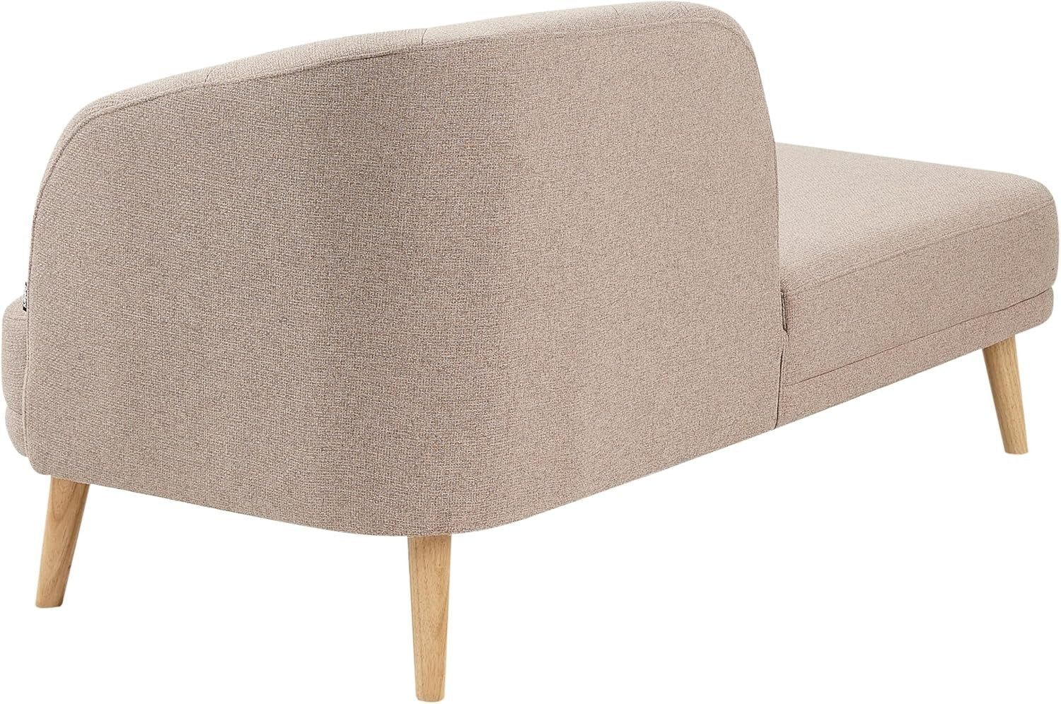 Traditional Right Hand Brown Chaise Lounge | Soft Polyester & Sturdy Wood Legs
